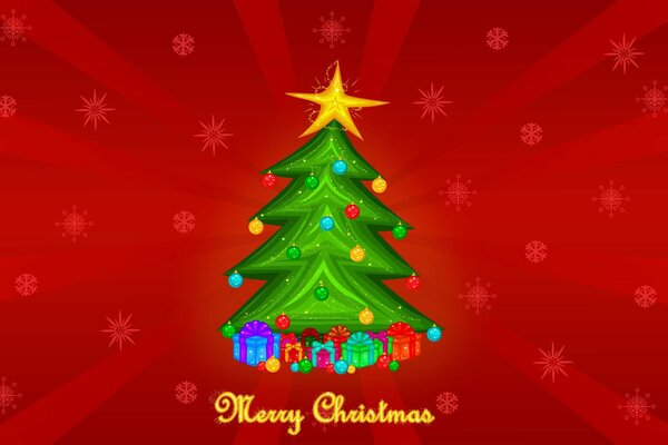 Christmas greeting card with a Christmas tree