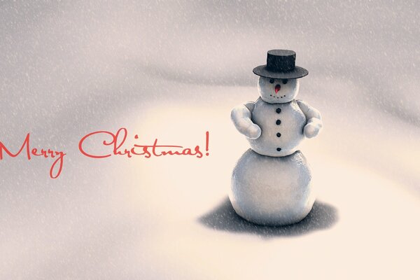 Buon Natale augura pupazzo di neve con cappello