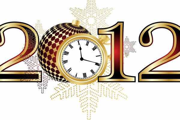 The emblem of the new year 2012 with a watch