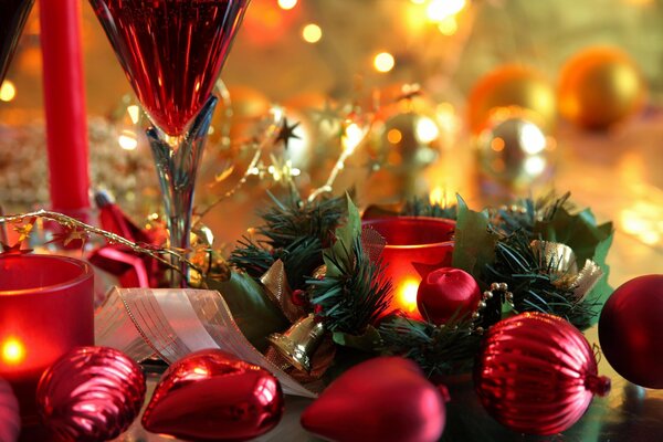 Boules rouges. Ambiance de Noël