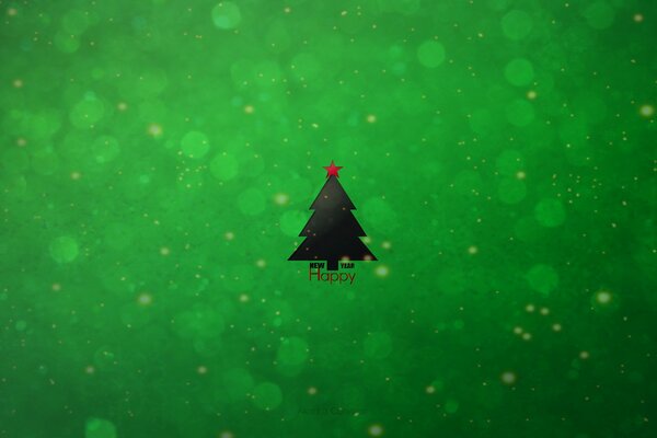 Happy New Year with a black Christmas tree