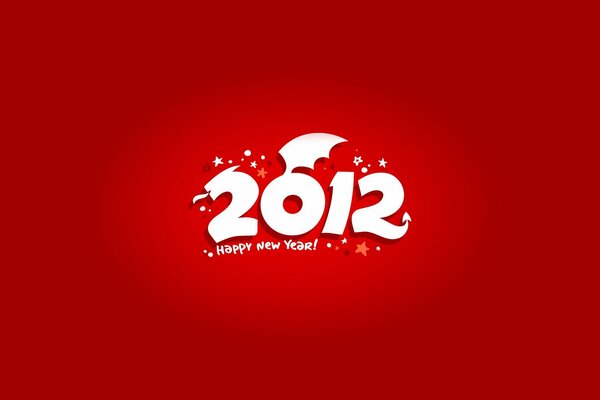 2012. The Year of the Dragon. Red background