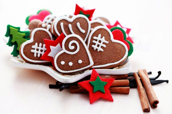 New Year gingerbread cookies with cinnamon