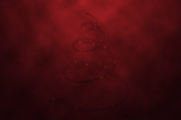 Red background and Christmas tree