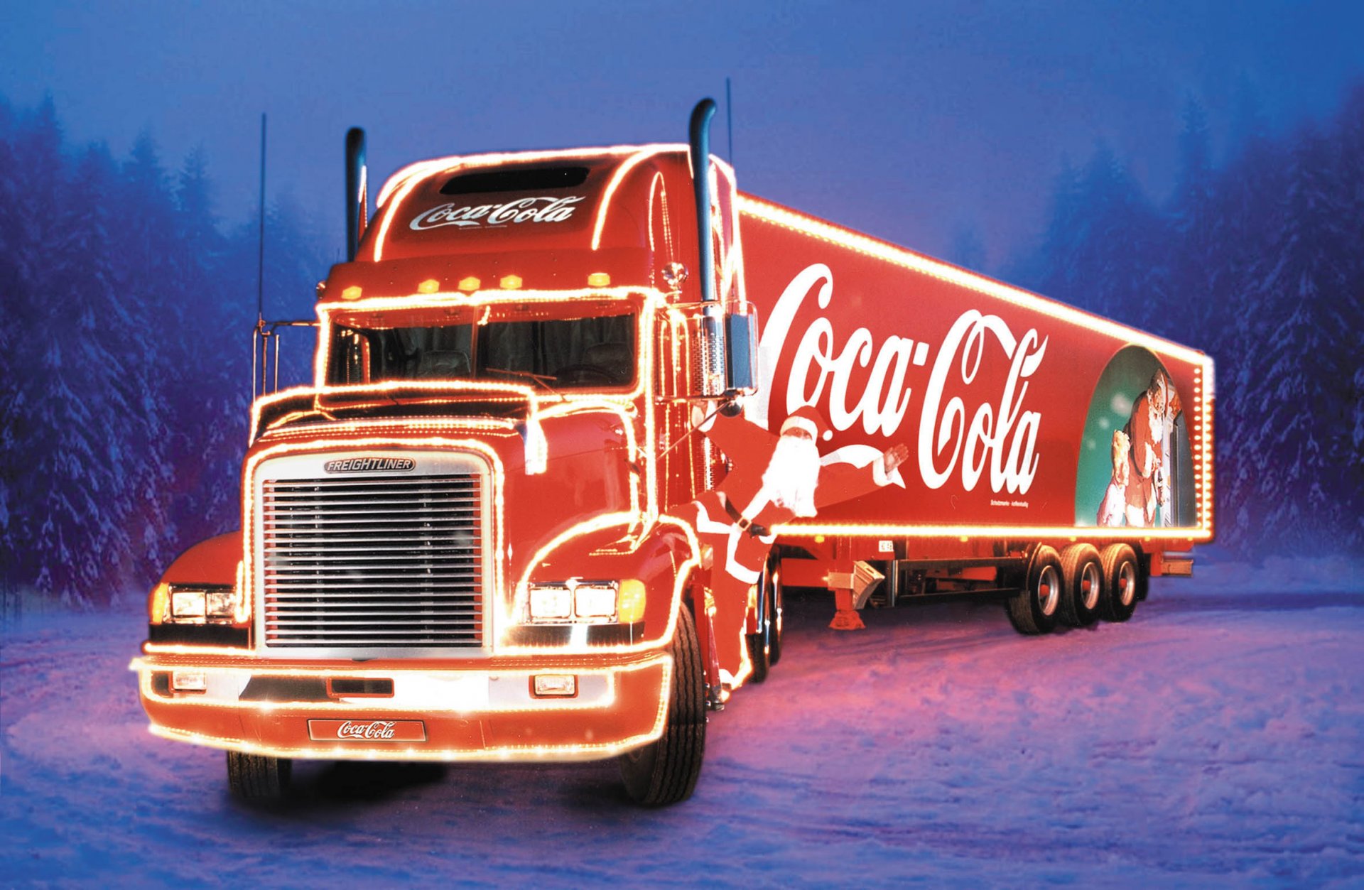 freightliner coca cola wagon tractor truck new year