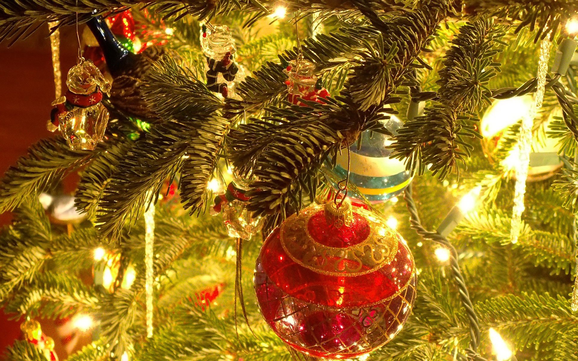 vacances jouets boule de verre rouge arbre de noël lanternes lumière