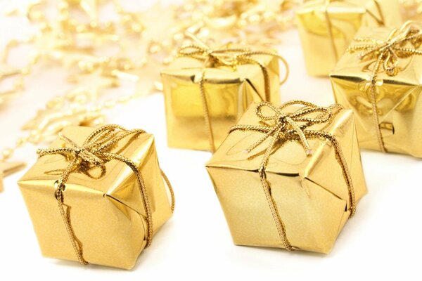 New Year s gift in gold boxes