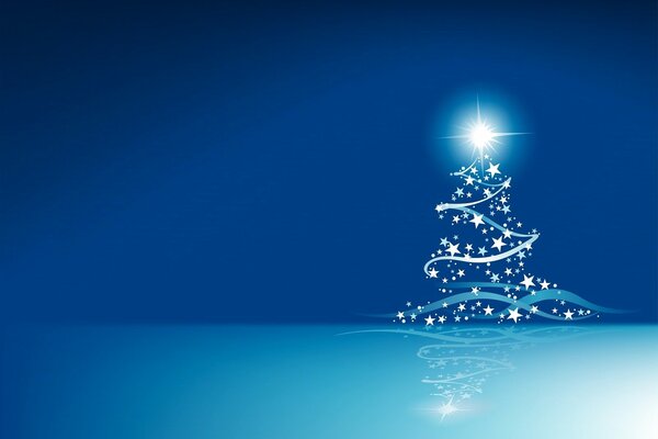 Weihnachtsbaum aus Bändern und Sternchen in Glanz