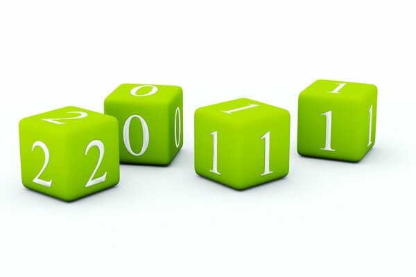 Зеленые кубы с цифрами нового года