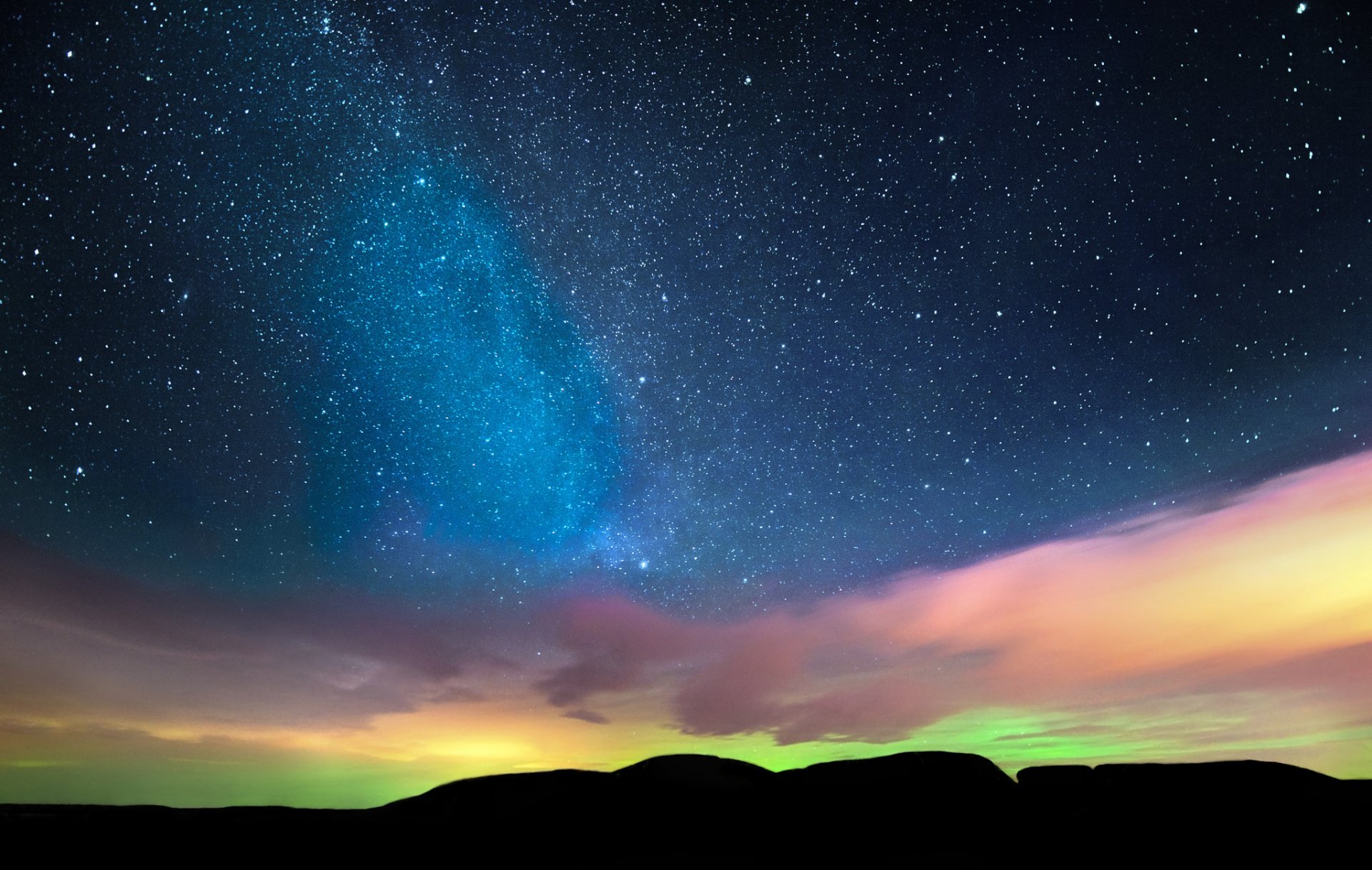 nordlicht himmel sterne nacht horizont wolken