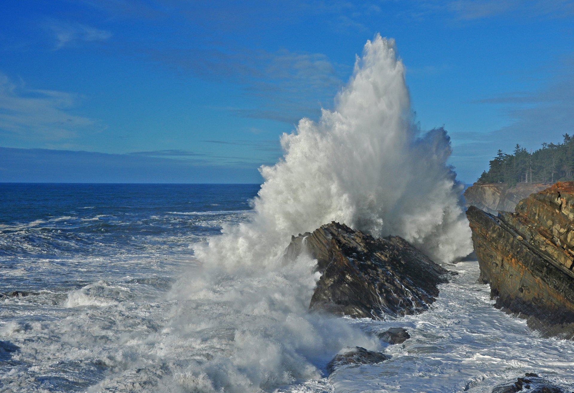 cielo nubes mar tormenta rocas salpicaduras