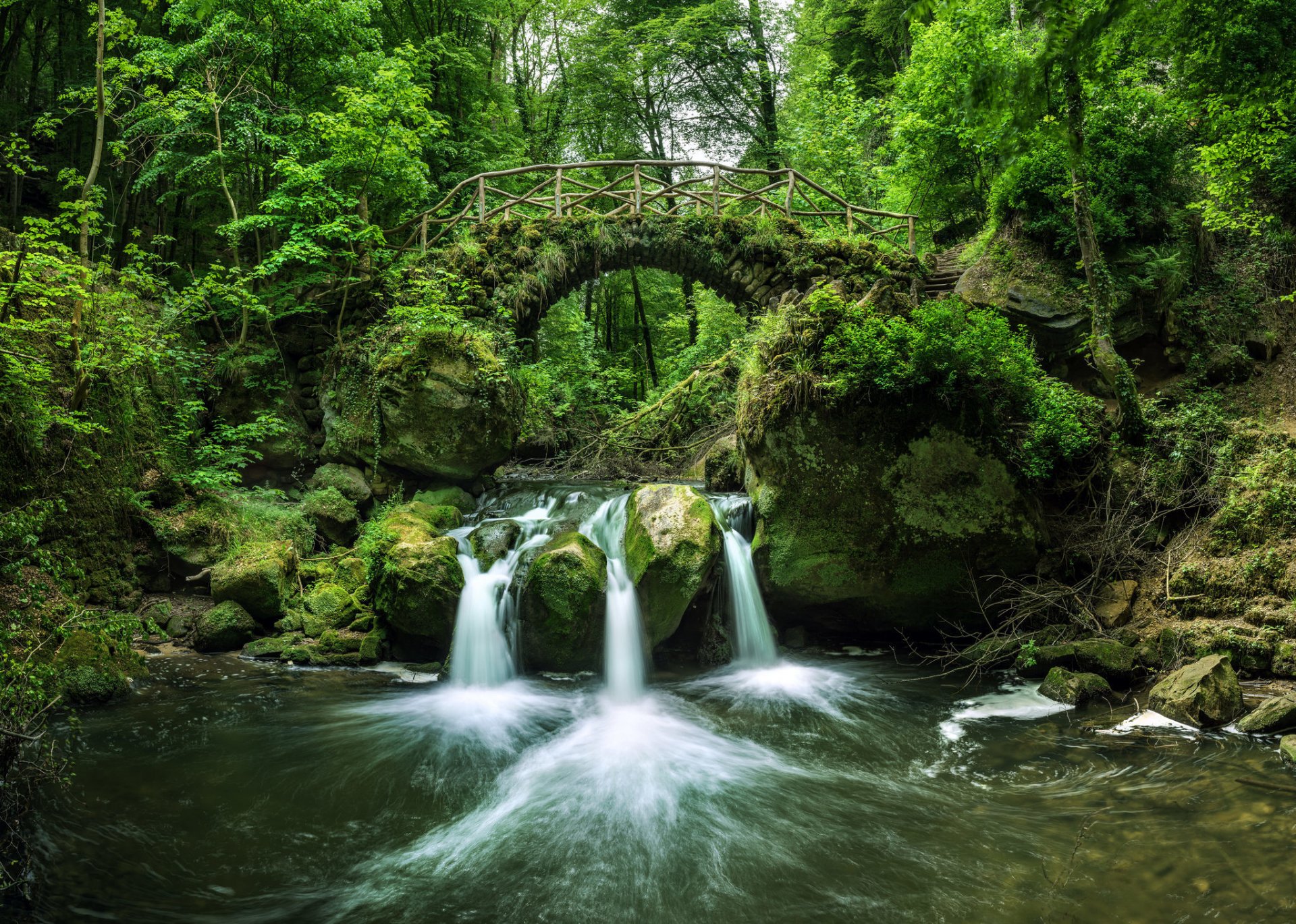 chiessentmpel fiume ernz nero mullerthal lussemburgo fiume ernz nero mullerthal cascata fiume ponte foresta