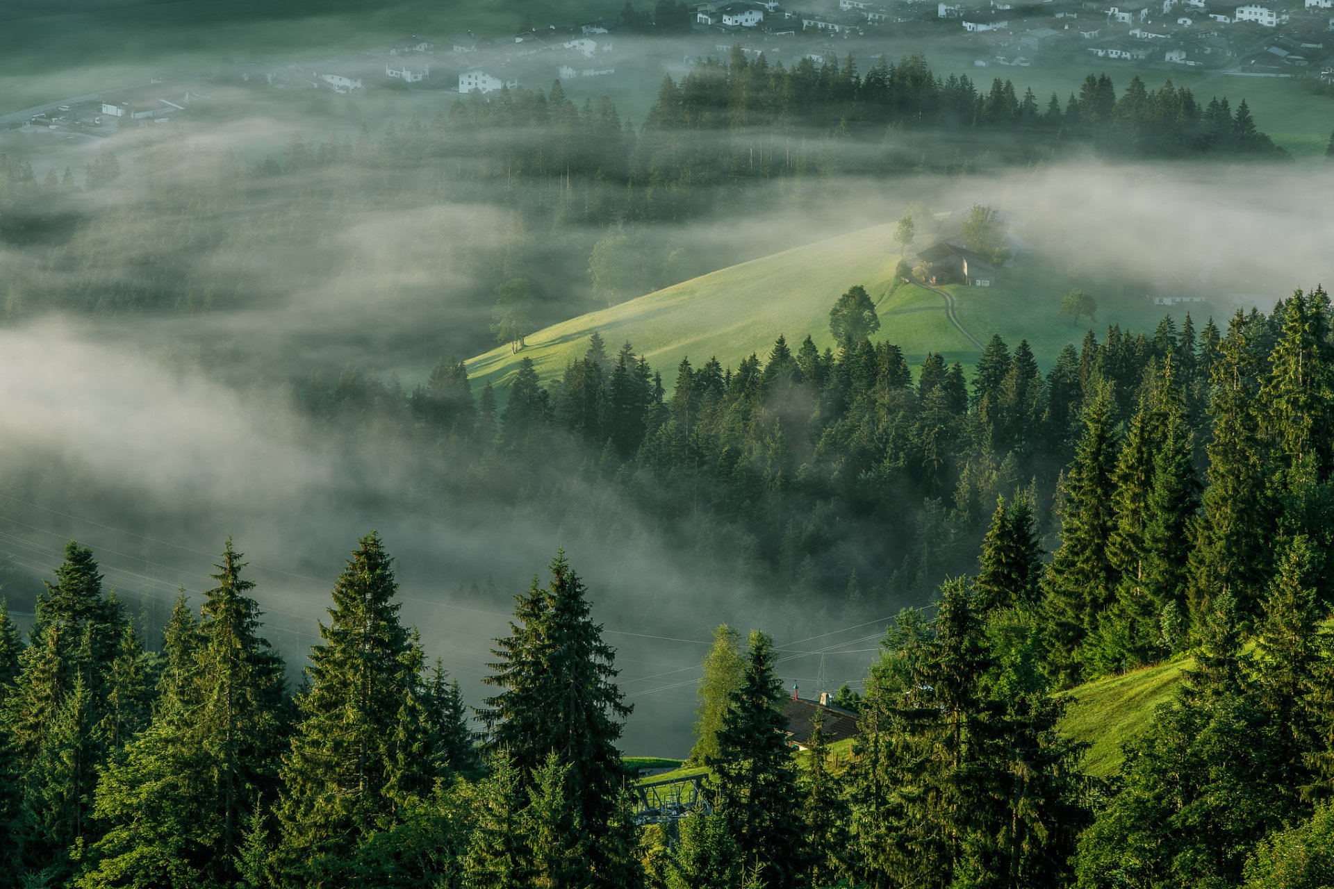 ellmau tirol österreich alpen elmau morgen nebel bäume