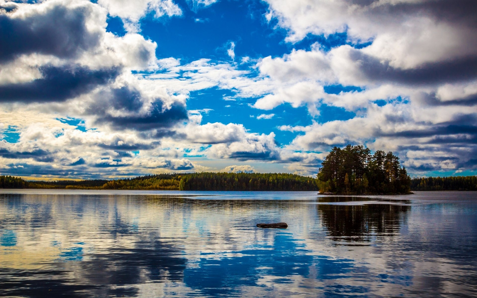 kullaa finland lake island cloud