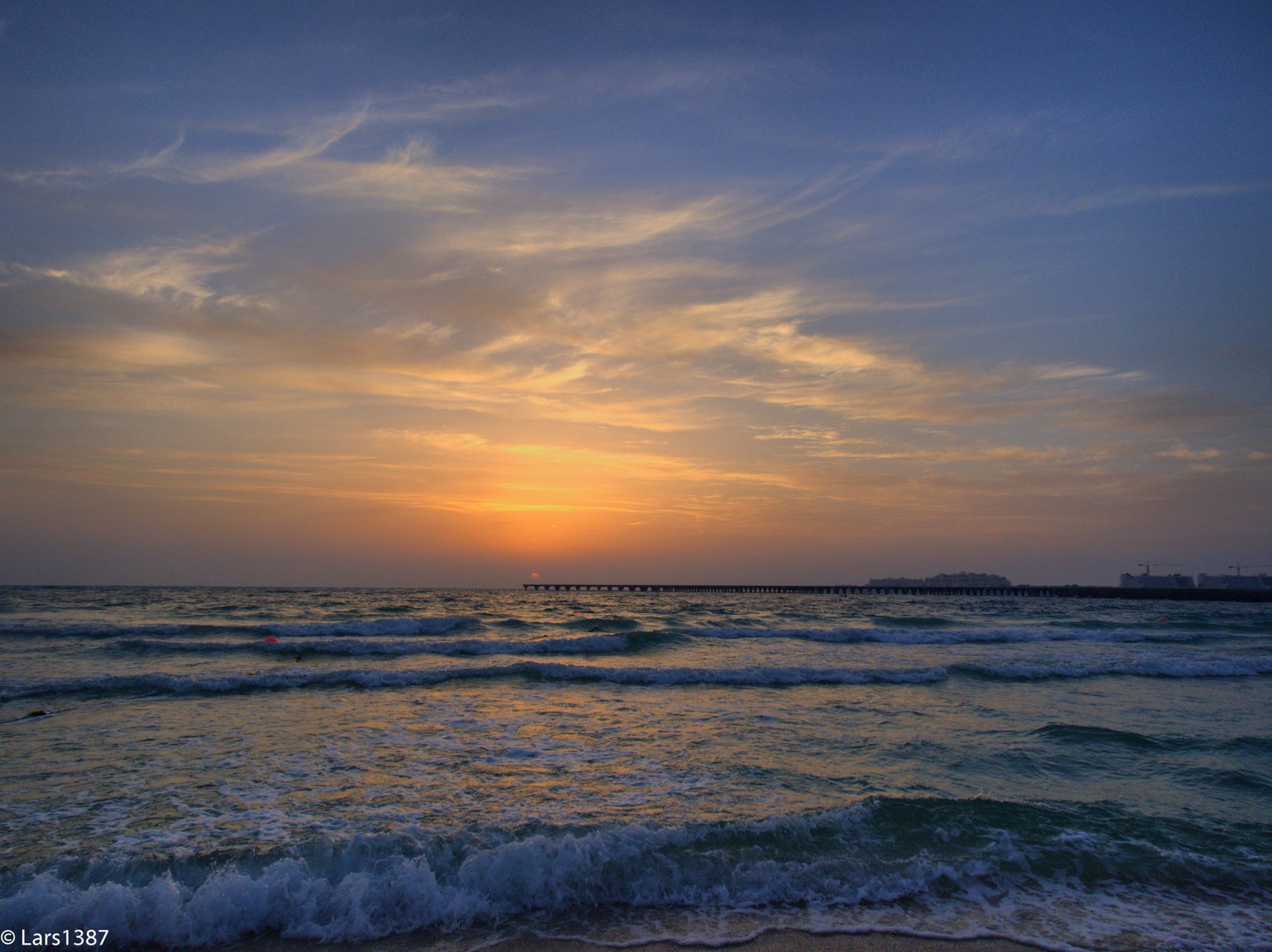 eau dubaï plage coucher de soleil