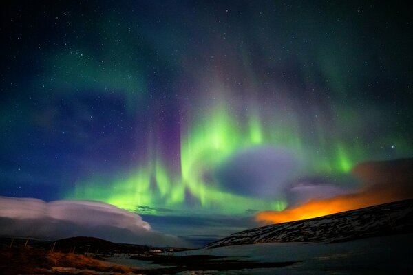 Northern lights in the starry sky