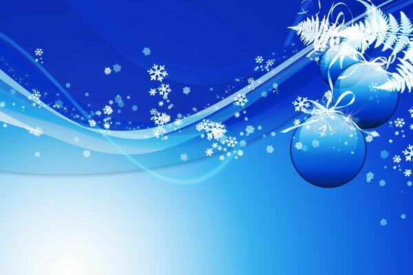 Blue Christmas balls with snowflakes