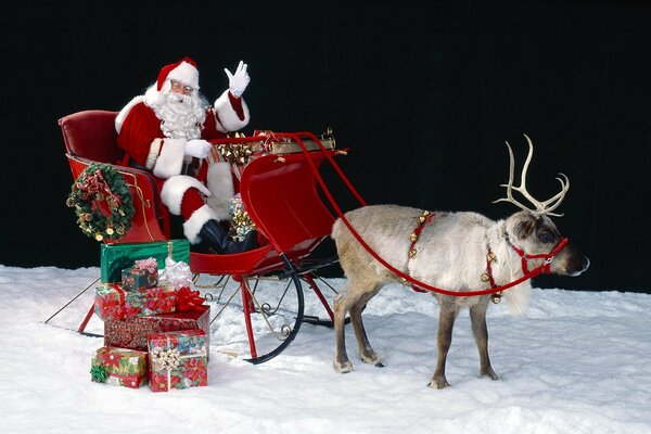 Christmas Santa Claus and Reindeer