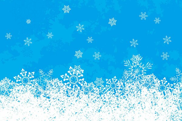 Białe płatki śniegu na niebieskim tle, aby podnieść nastrój noworoczny