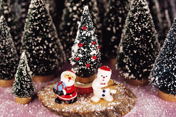 Christmas toys: Snowman and Santa Claus