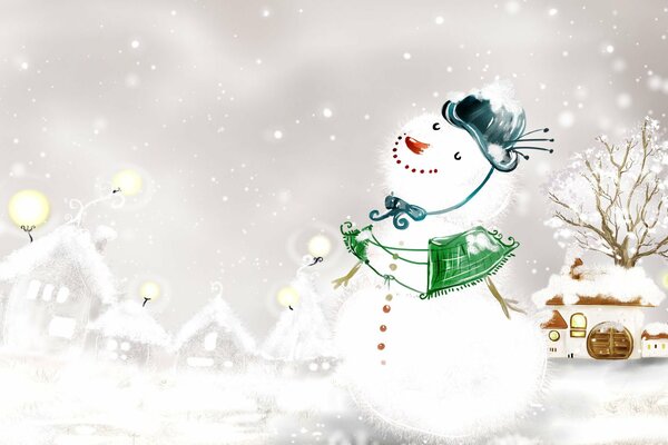 Bonhomme de neige profiter du temps d hiver