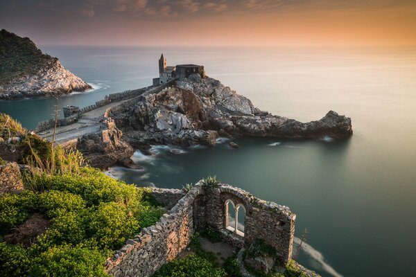 On the coast of the sea rocks