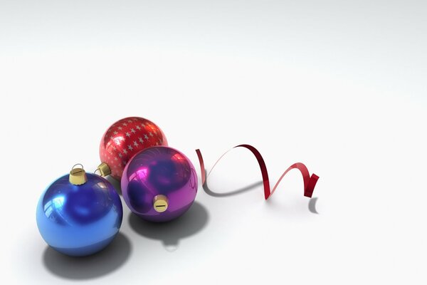 Christmas balls and streamers nearby