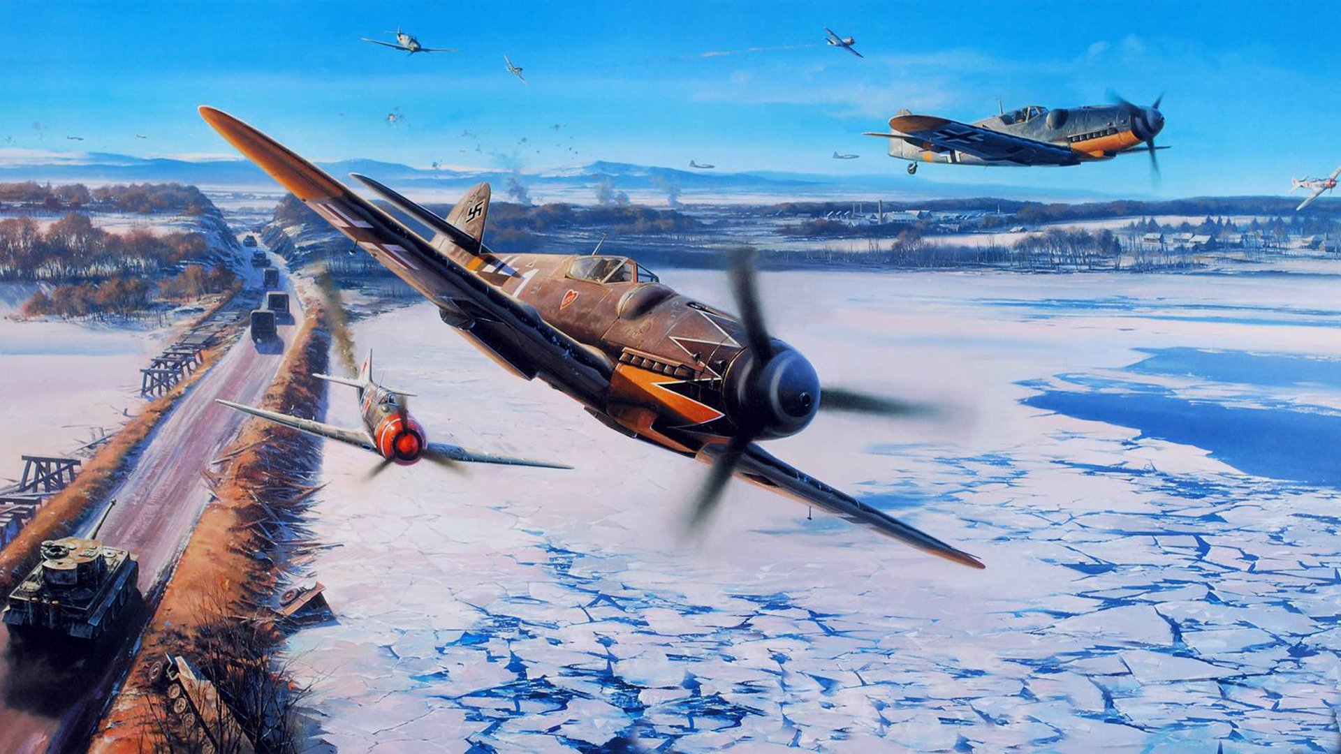 messerschmitt bf.109 me-109 jednosilnikowy myśliwiec tłokowy-dolnopłat luftwaffe rysunek art nicolas trudgian