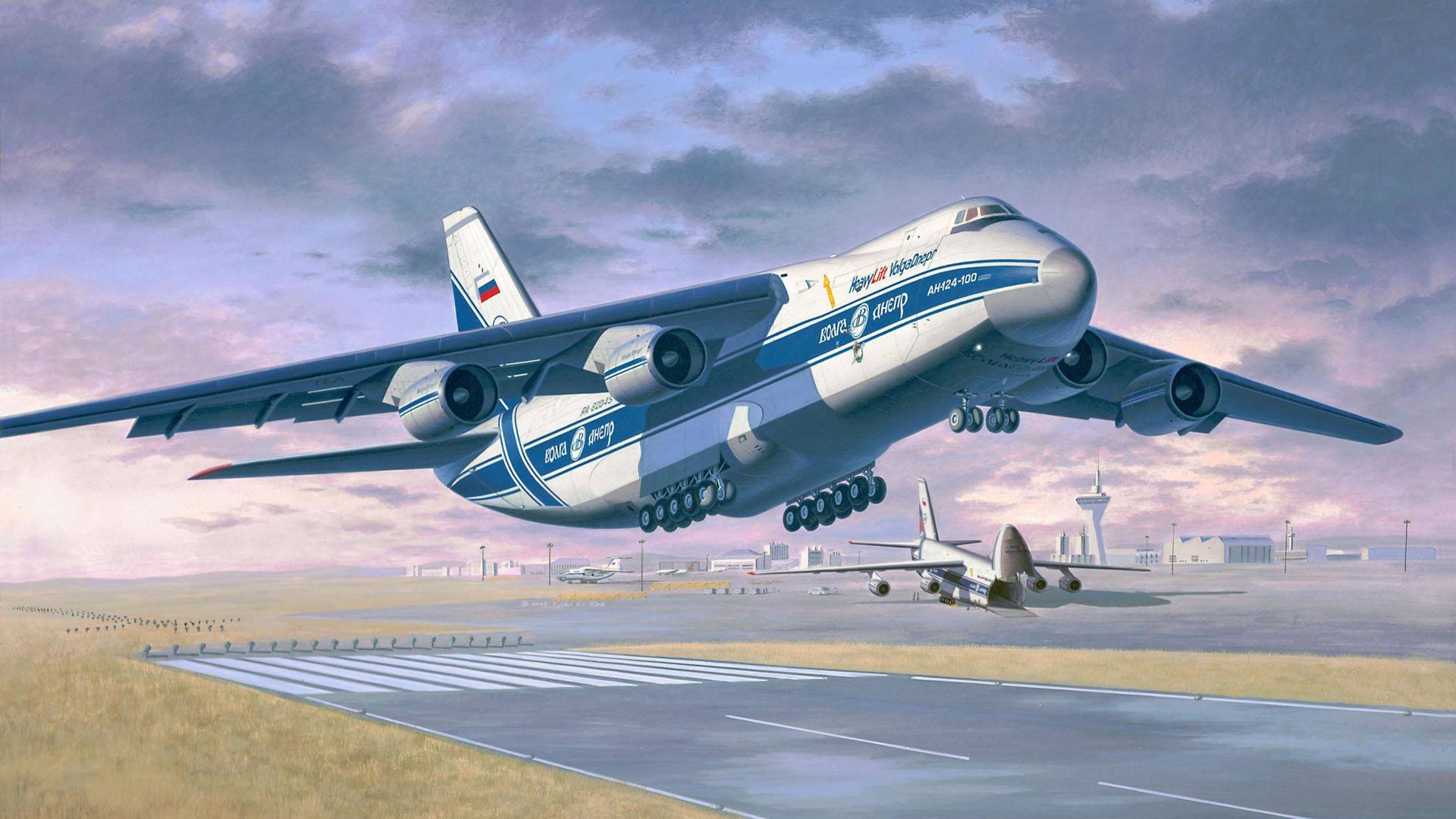 an-124-100 ruslan condor aereo da trasporto pesante a lungo raggio okb im. o. k. antonova volga-dnepr disegno arte