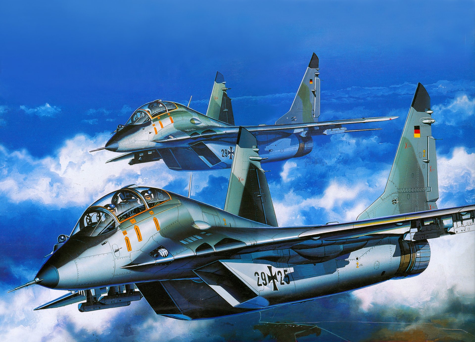 mig-29ub russia fighter plane aviation luftwaffe art