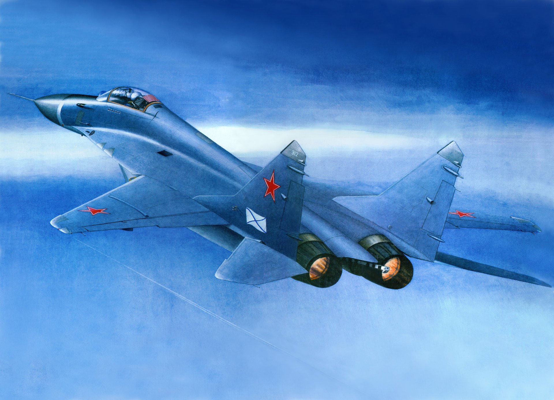 mig-29k russe pont chasseur avion aviation art