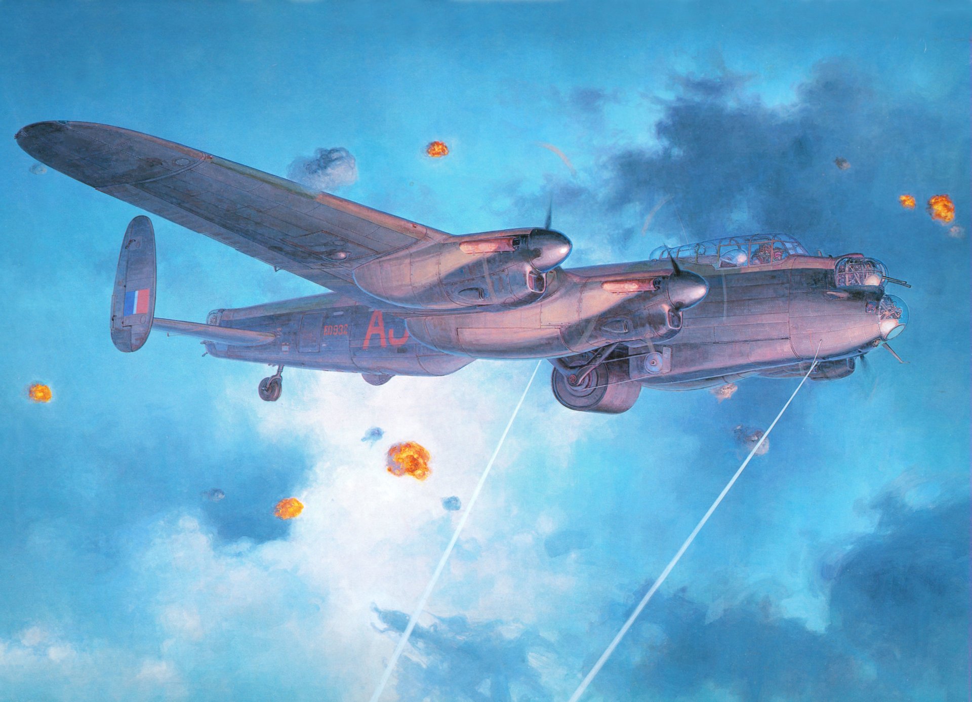 art plane lancaster b mk.3 dambusters four-engine bomber raf sky cap ruptures ww2 picture