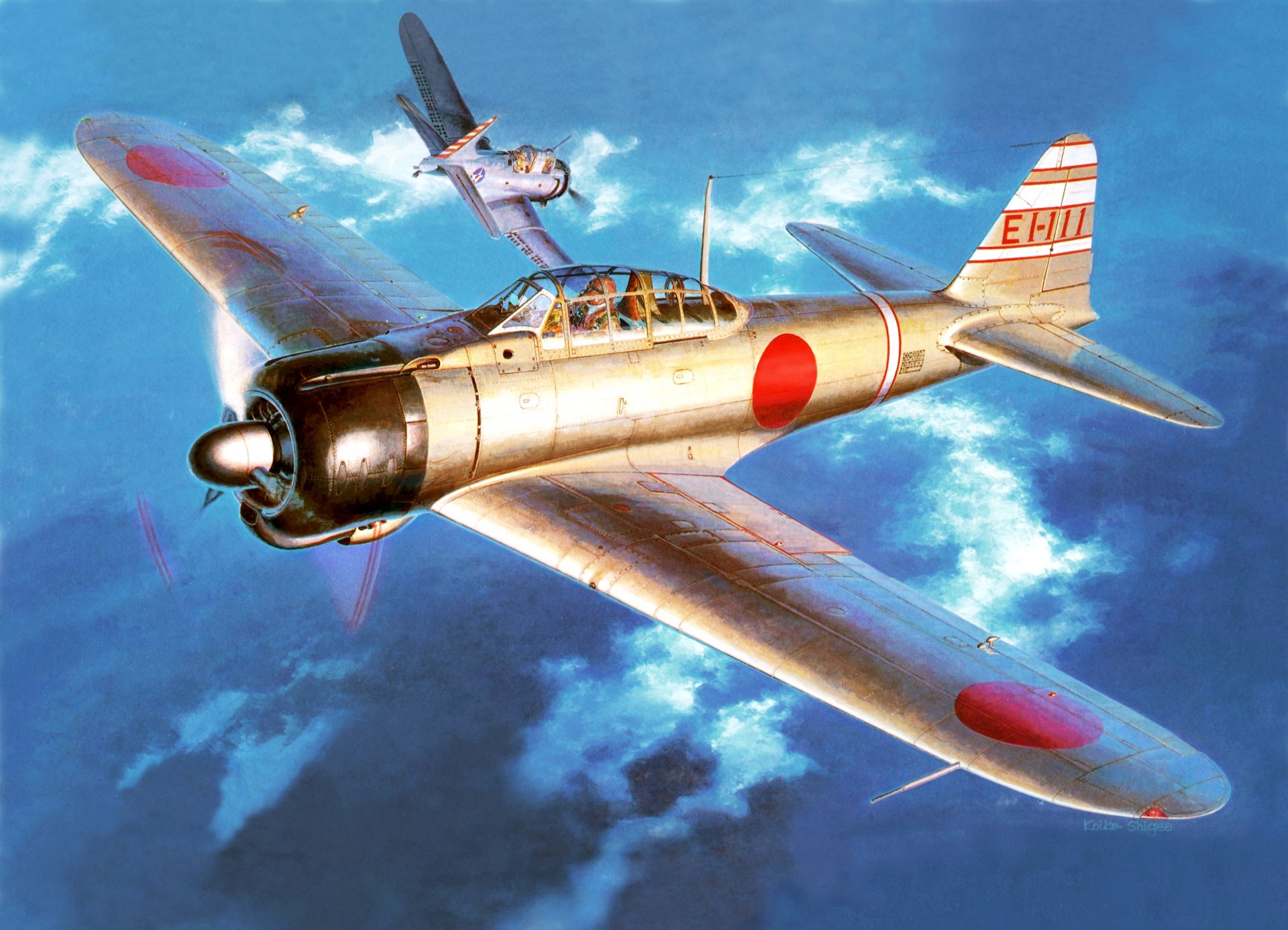 art ciel combat aérien mitsubishi a6m risen mitsubishi a6m risei japonais chasseur de pont sbd / a-24 intrépide américain piqué pont bombardier d assaut ww2 figure