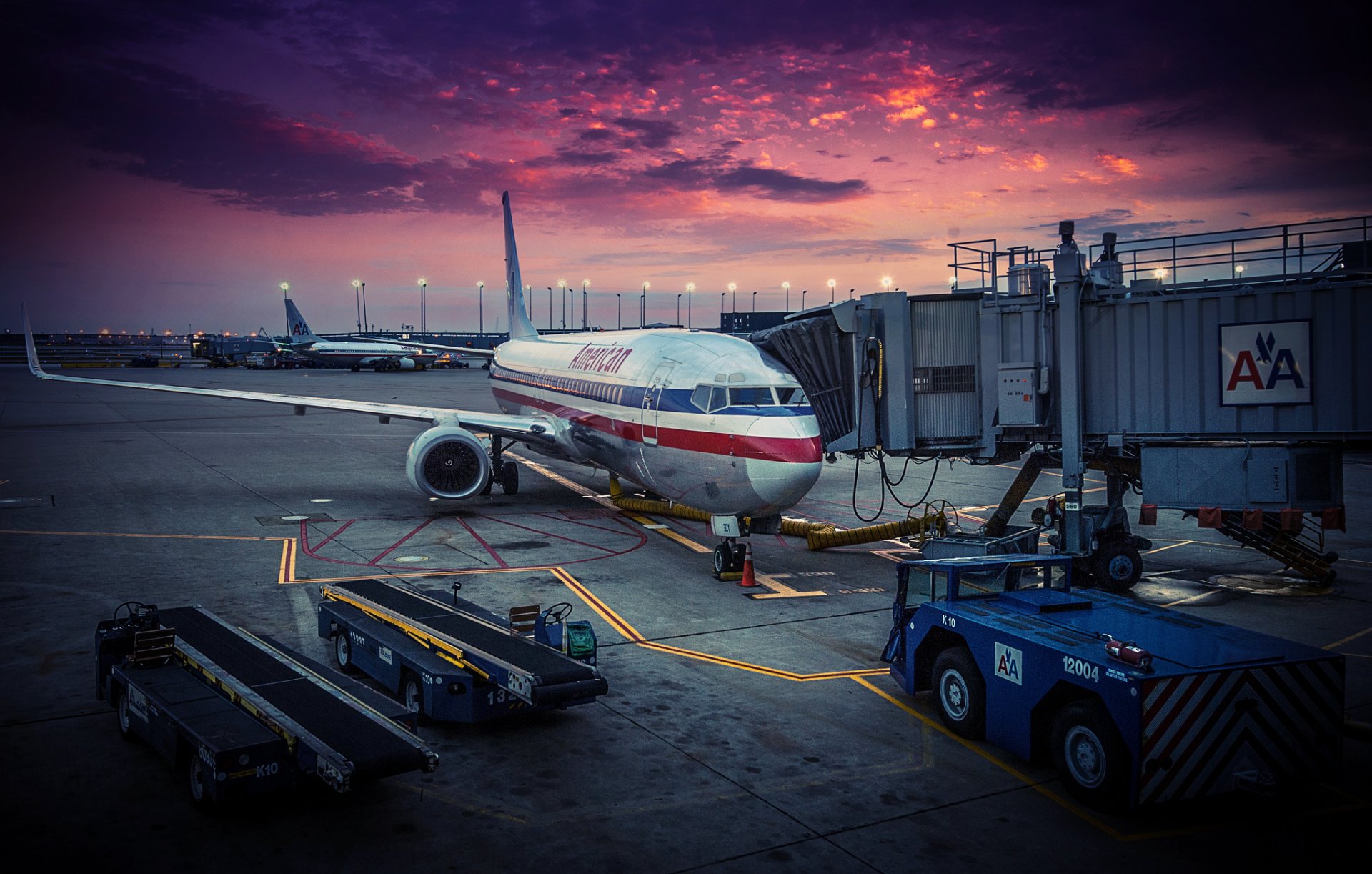 american airlines чикаго сша самолет аэропорт рассвет