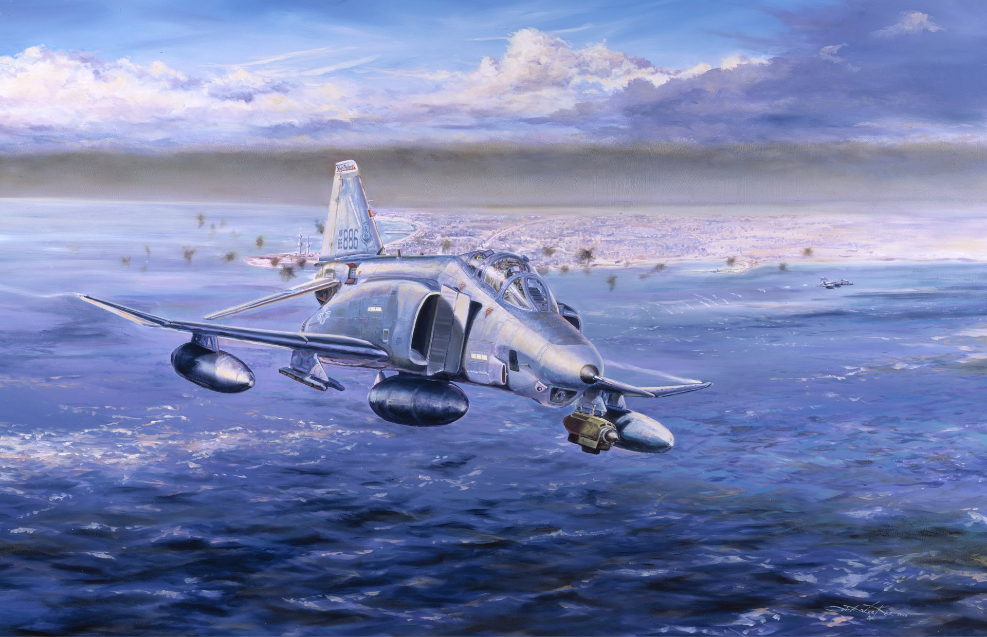 arte cielo acqua baia città rf-4c disarmato americano scout us air force fotografare terreno disegno