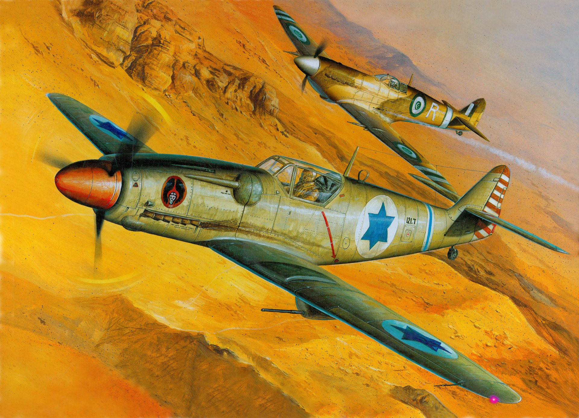 arte palestina cielo in primo piano air s-199 singolo motore a pistoni fighter israele air force guerra figura