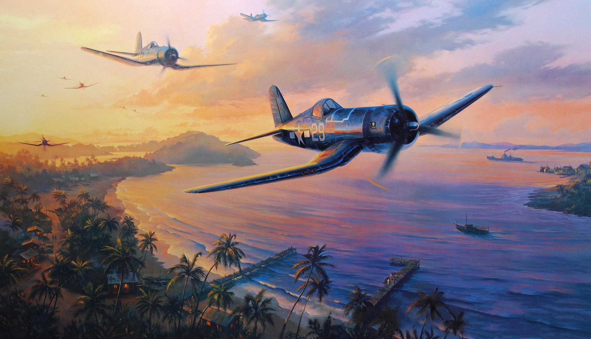 f4u corsair combattimento corpo a corpo ww2 guerra pittura arte aereo guerra del pacifico