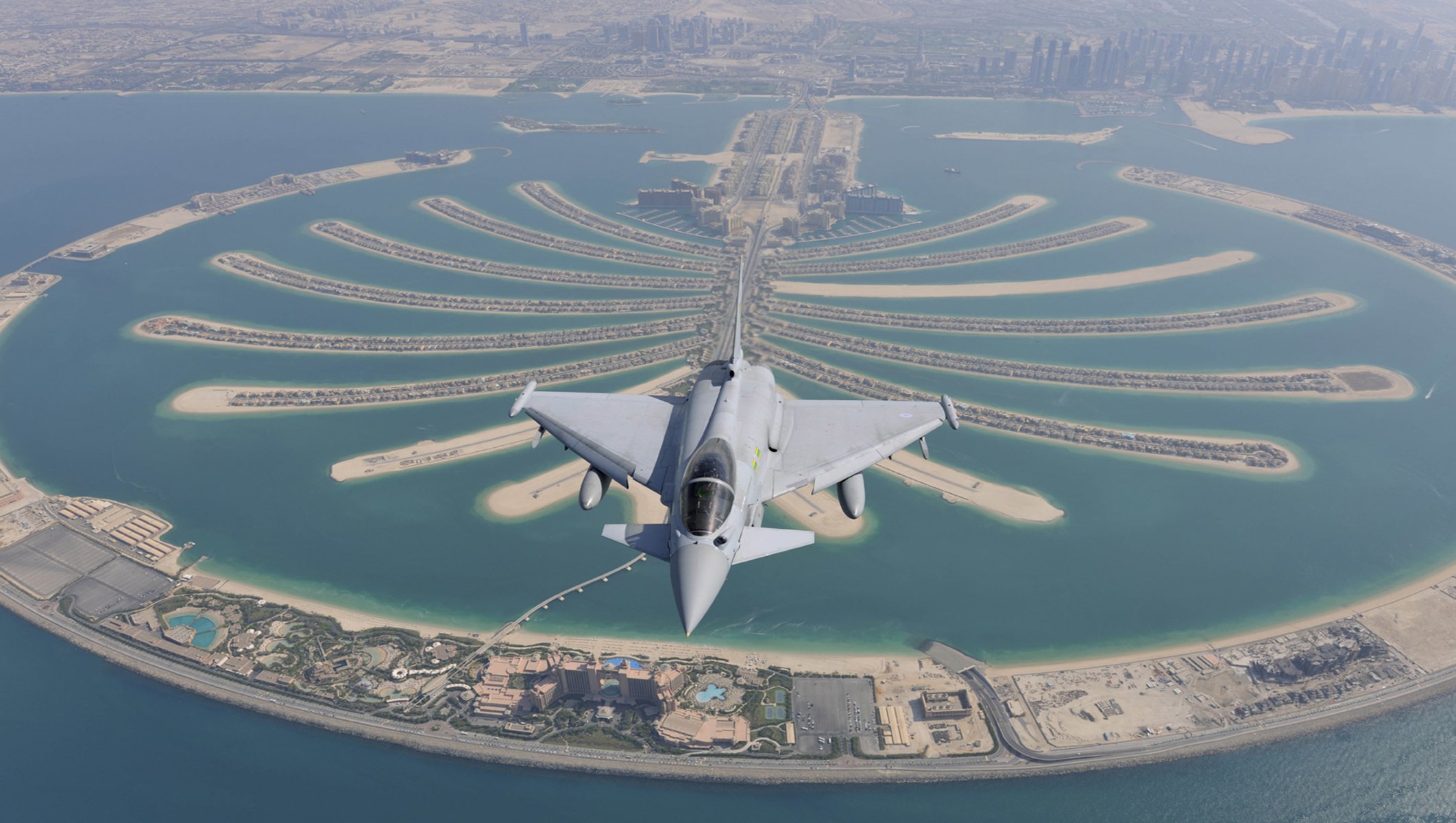 eurofighter typhoon mehrzweck kämpfer generationen fliegen stadt dubai panorama