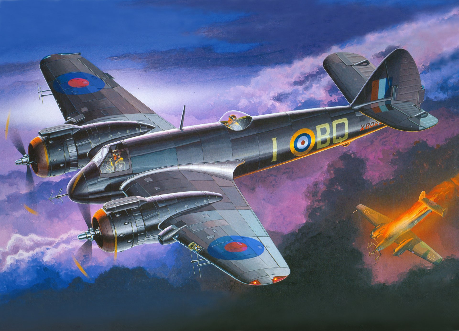 bristol beaufighter bristol beaufighter pesado noche luchador avión aviación guerra arte