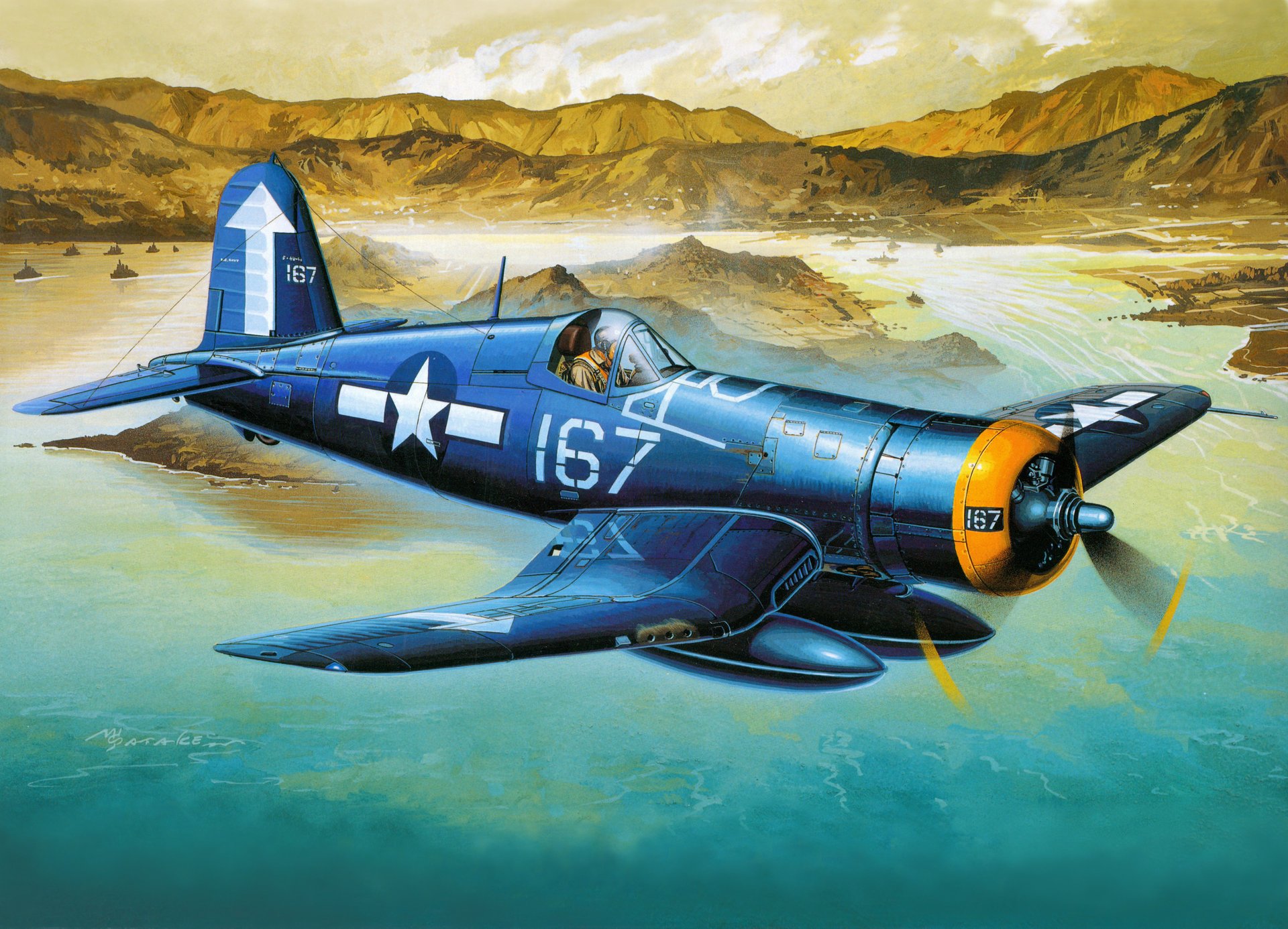 f4u-1d amerikanisch deck kämpfer flugzeug luftfahrt kunst