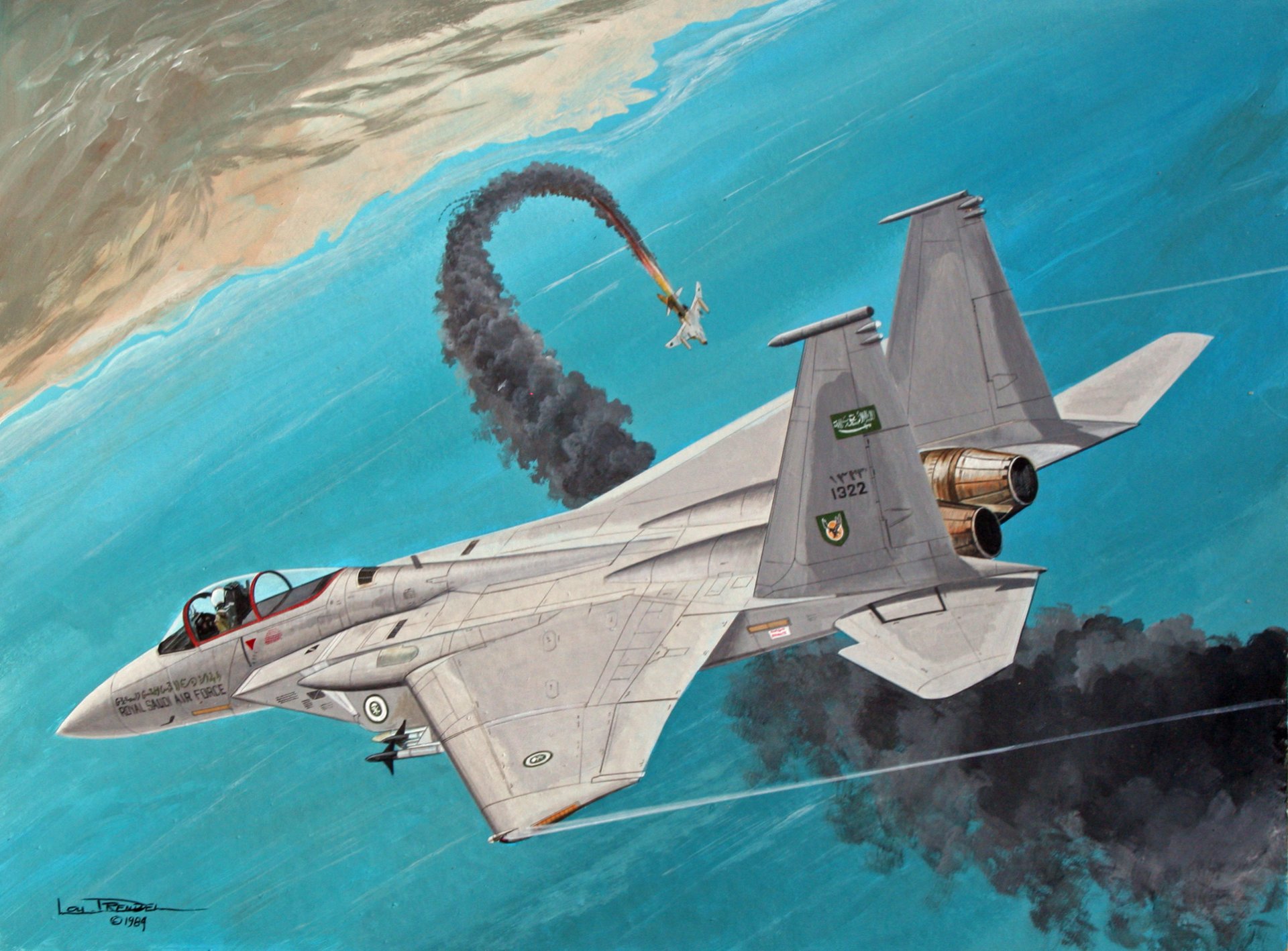 arte cielo combate aéreo victoria f-15 luchador figura lou drendel