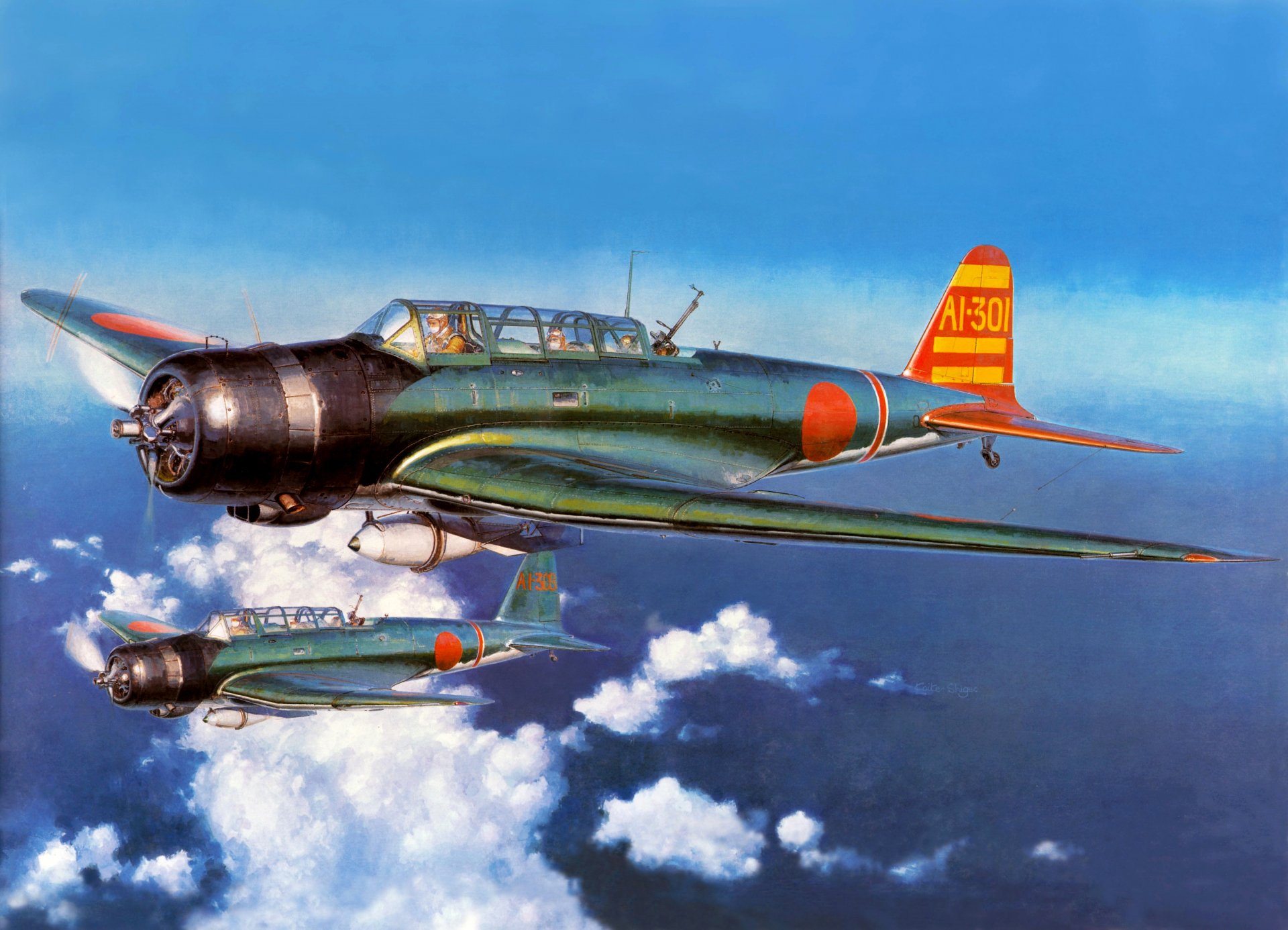 arte cielo nuvole nakajima b5n tipo 97 nakajima b5n aerosiluranti ww2 disegno