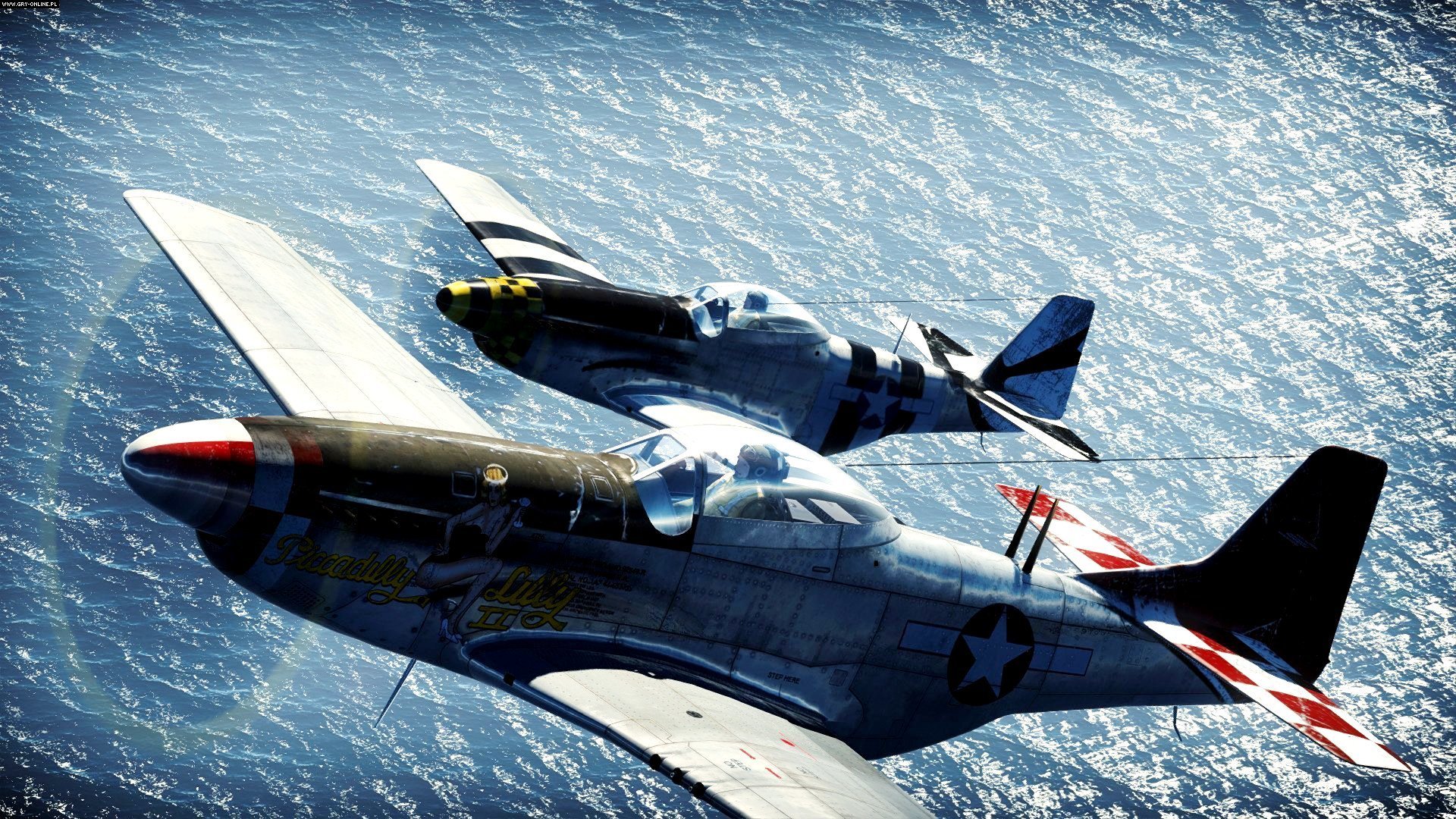 ky us fighters north american p-51 mustang north american p-51 mustang the pair sea waves reflection of ww2