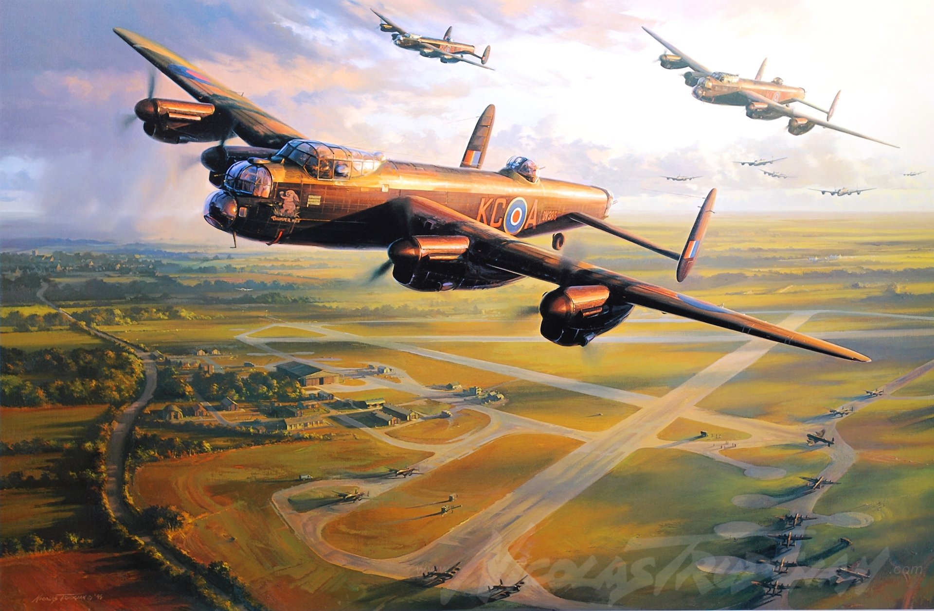 flugzeug krieg nahkampf kunst ww2 aurora lancaster