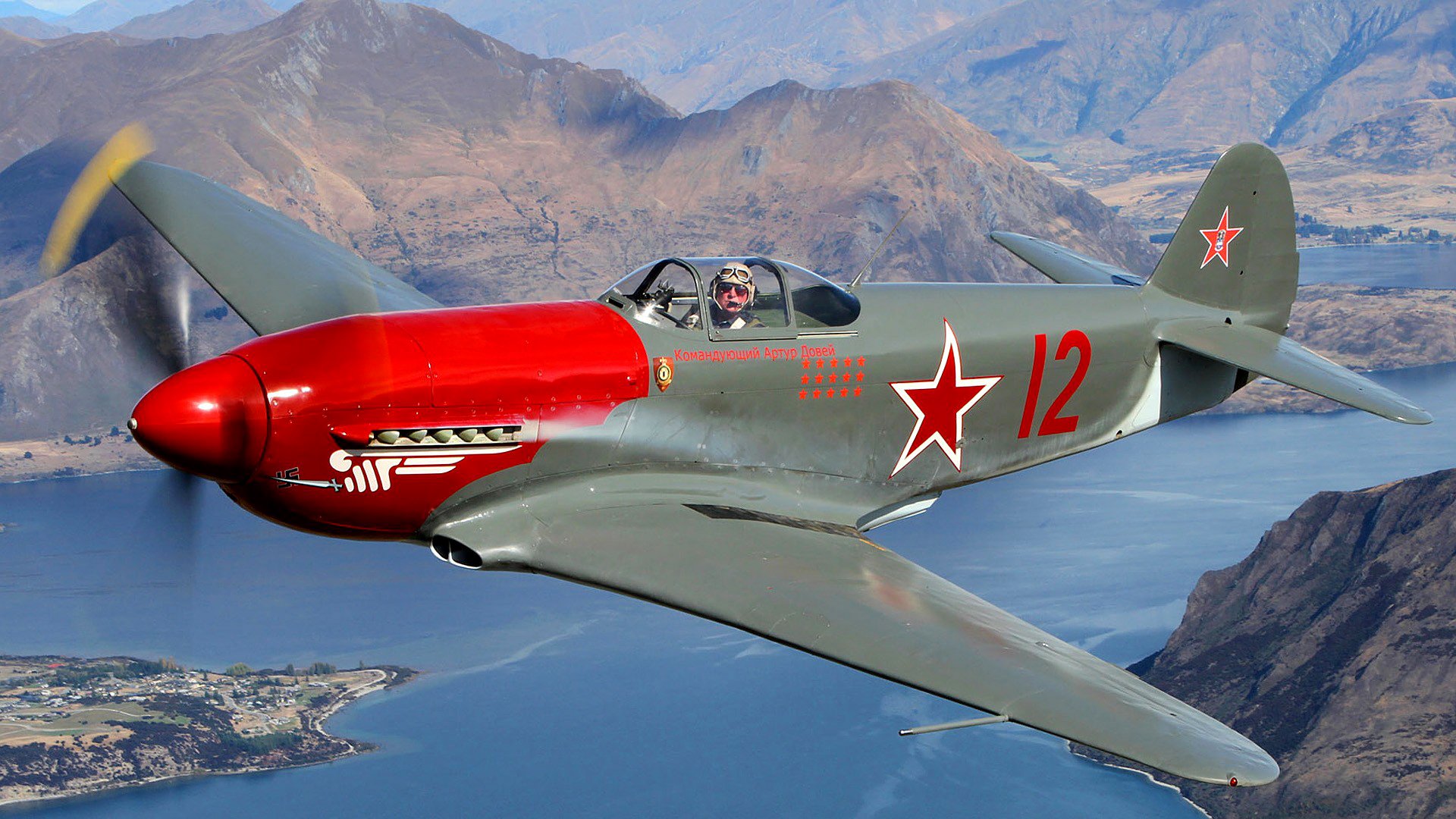 yak-3a plane fighter pilot flight landscape mountain sea