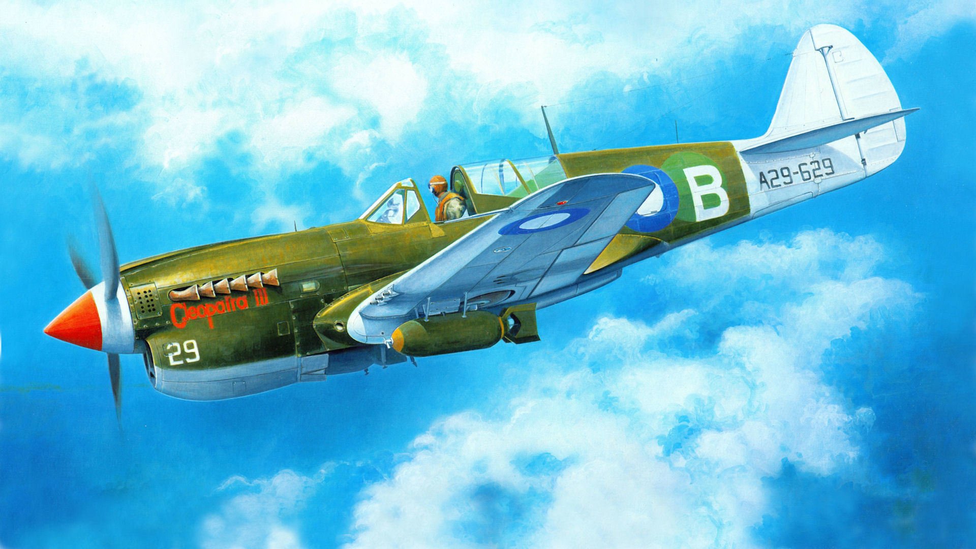 art samolot curtiss p-40 warhawk tomahawk kitehawk amerykański myśliwiec ww2