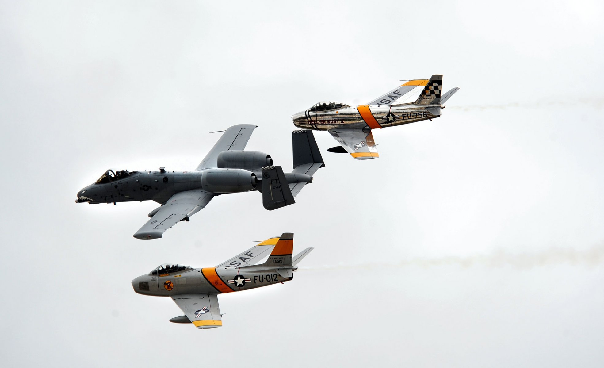 f-86 sabres a-10 thunderbolt ii flanking pilot