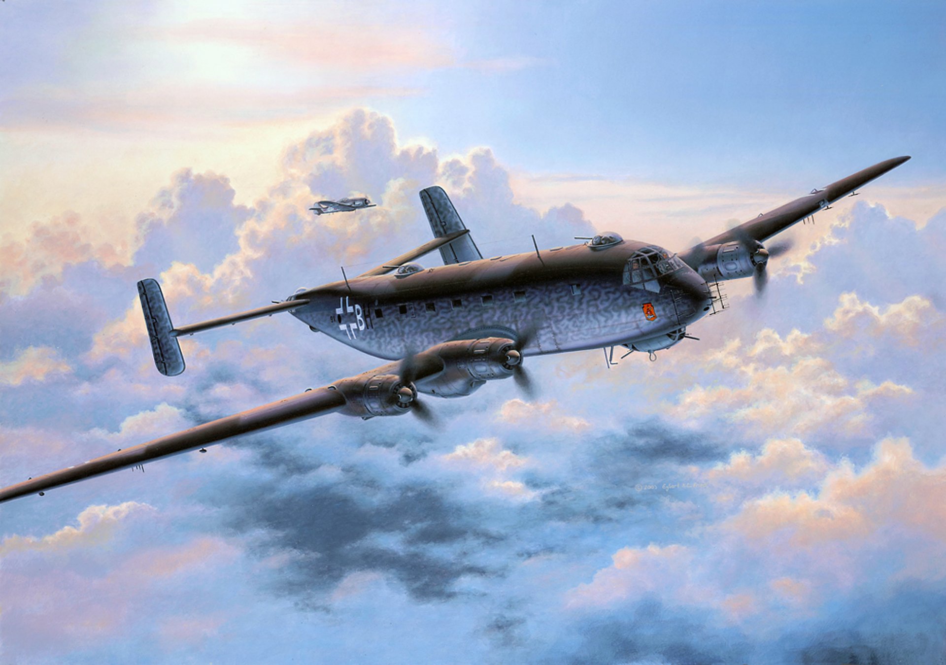 art sky junkers y-290 junkers ju.290 allemand longue portée marine avion de reconnaissance/bombardier ww2 dessin