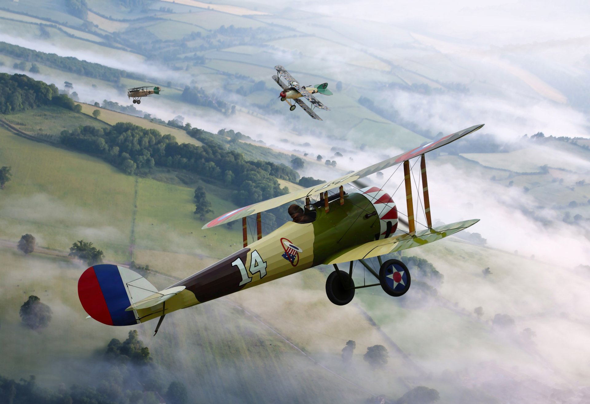 kunst himmel luft kampf kämpfer britisch havilland dh de 5 und deutsch albatros di / d.ii ww1 zeichnung