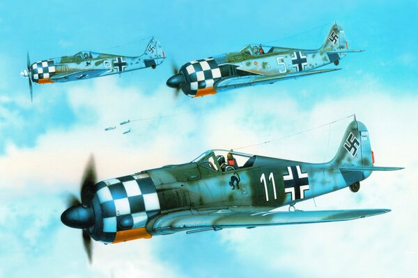 Avión de combate Focke-Wulf fw 190a6 en el cielo